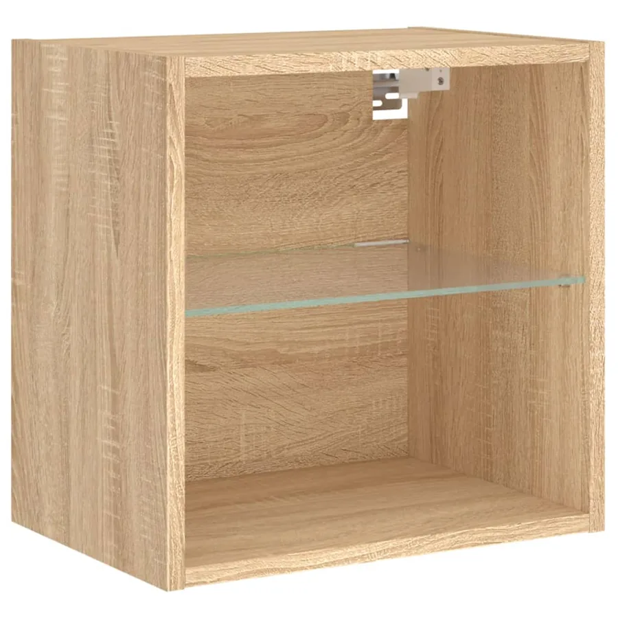 Table de chevet murale avec lumières LED chêne sonoma - 6