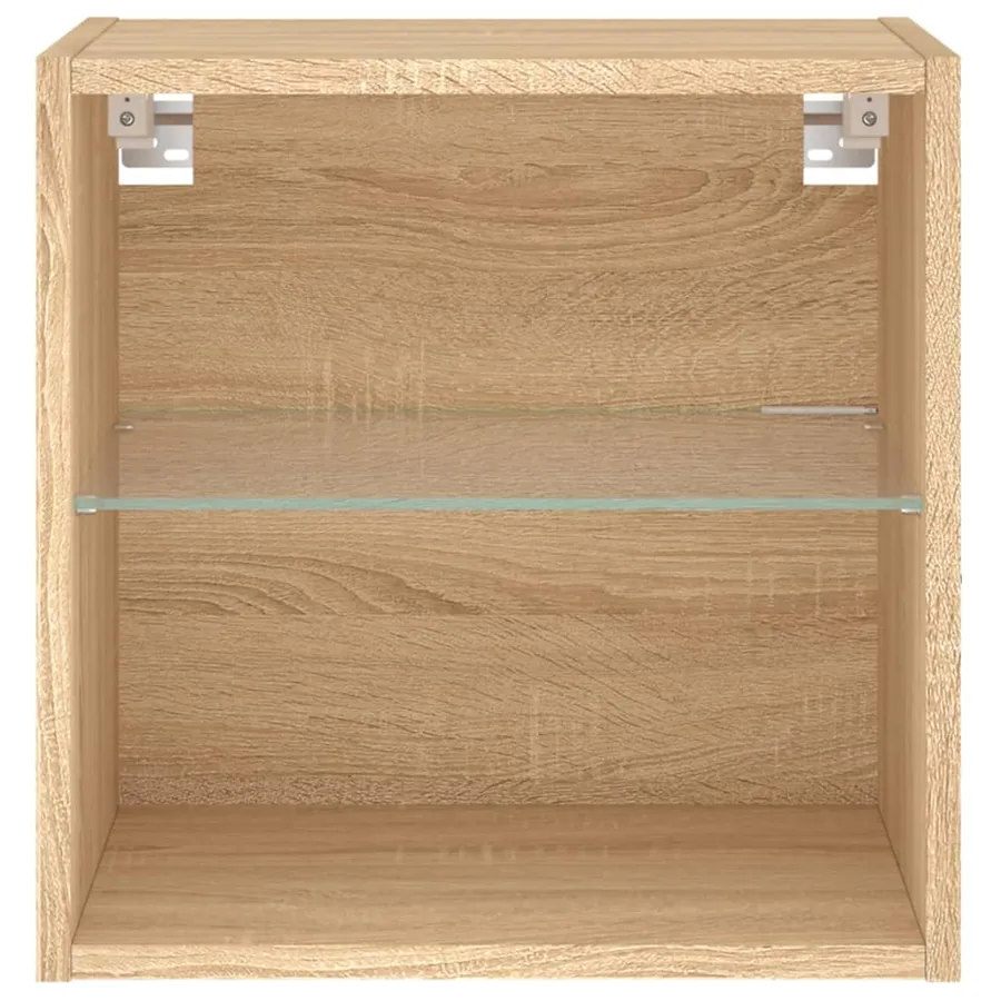 Table de chevet murale avec lumières LED chêne sonoma - 7