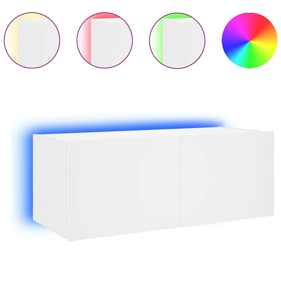 Meuble TV mural avec lumières LED blanc 80x35x31 cm - 16