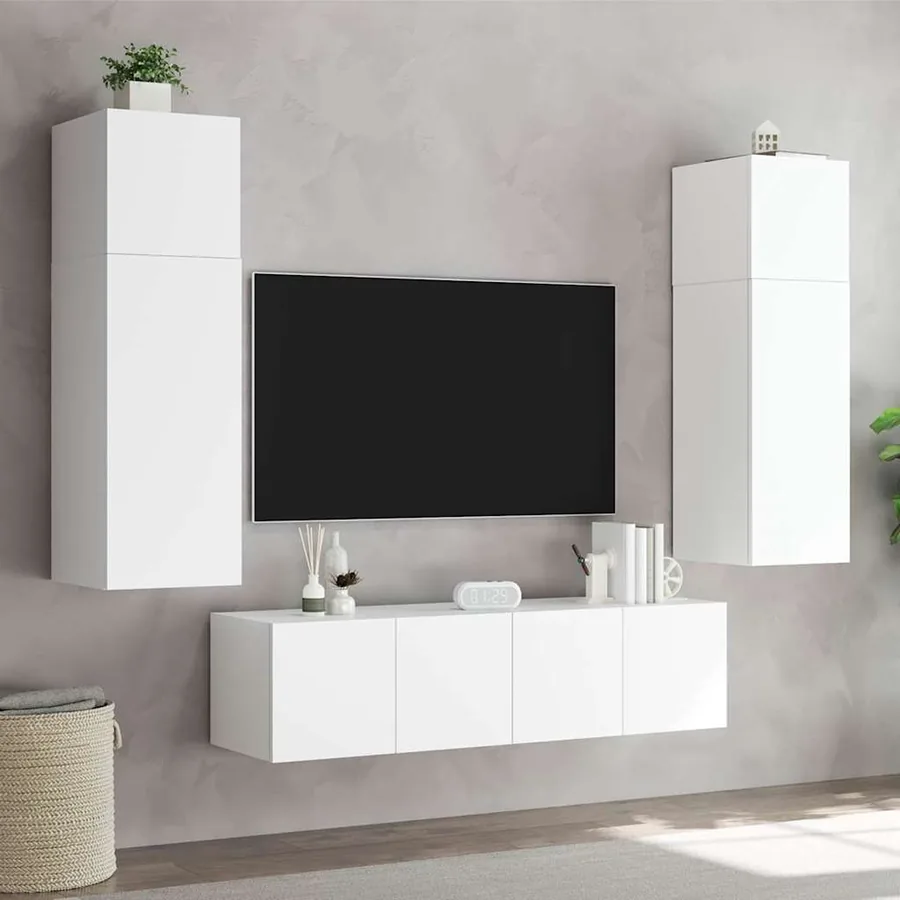 Meuble TV mural avec lumières LED blanc 80x35x31 cm - 5