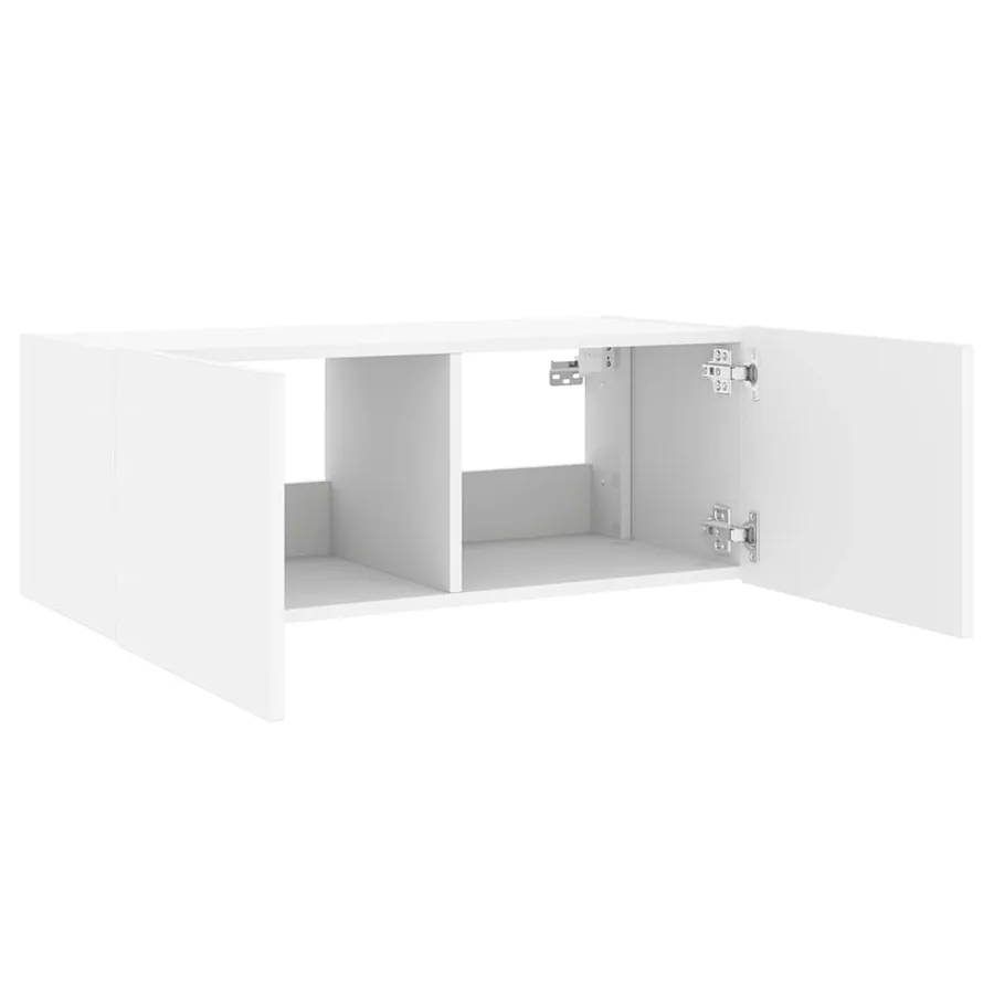 Meuble TV mural avec lumières LED blanc 80x35x31 cm - 8