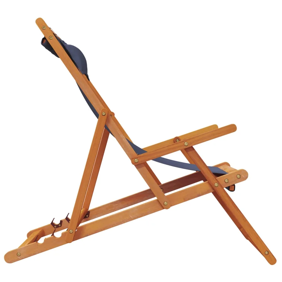 Chaises de plage pliables lot de 2 bleu tissu - 5