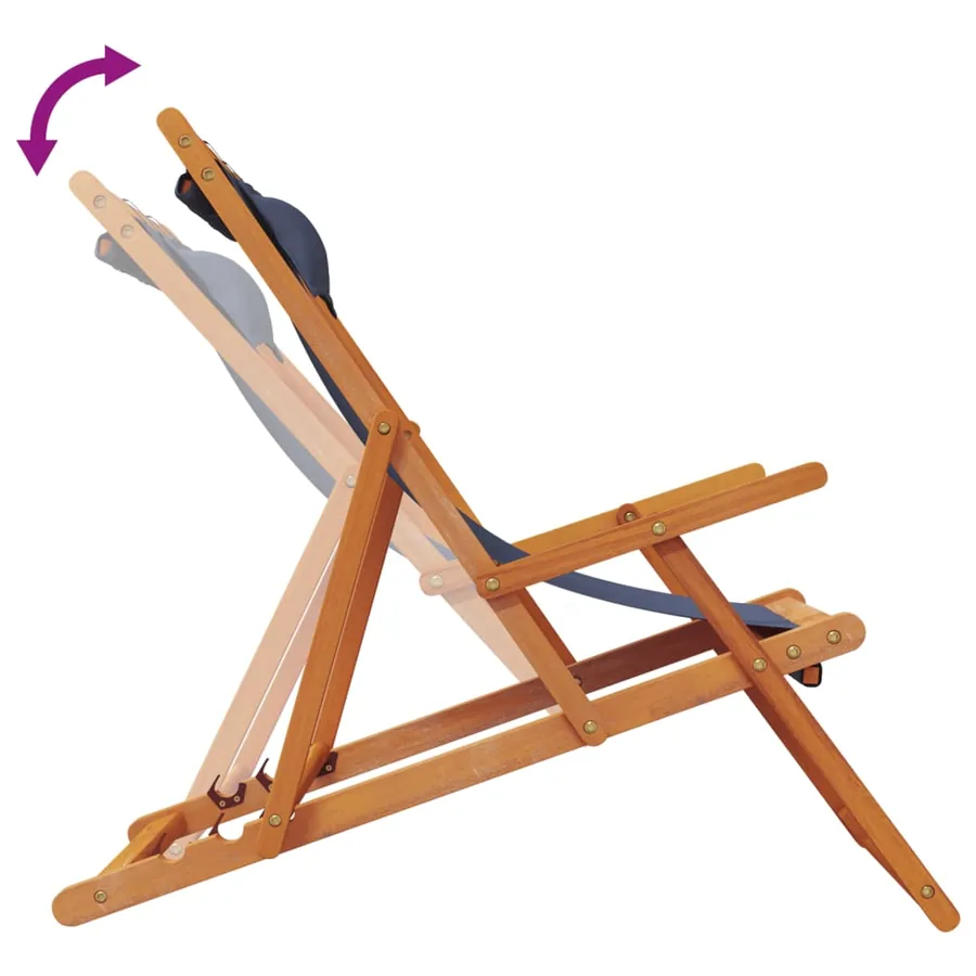 Chaises de plage pliables lot de 2 bleu tissu - 7