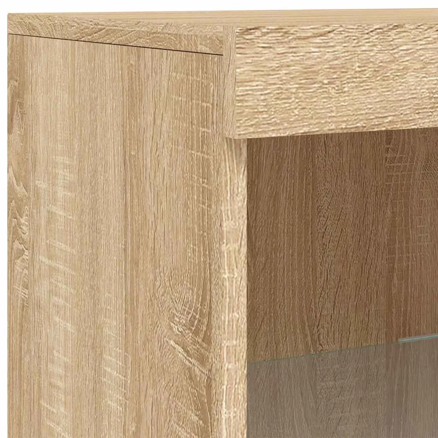 Buffets avec lumières LED 3 pcs chêne sonoma bois d'ingénierie - 12