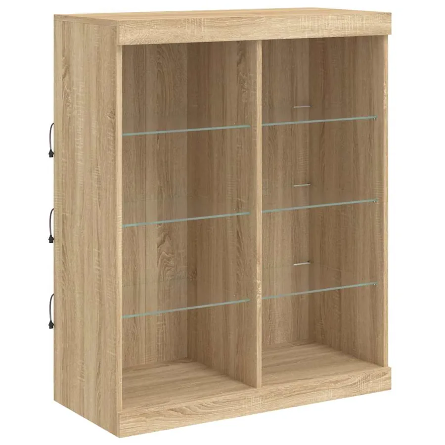 Buffets avec lumières LED 3 pcs chêne sonoma bois d'ingénierie - 8