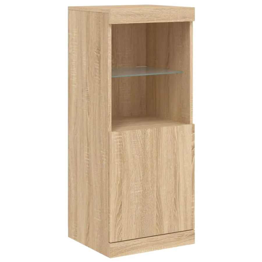 Buffets avec lumières LED 3 pcs chêne sonoma bois d'ingénierie - 7