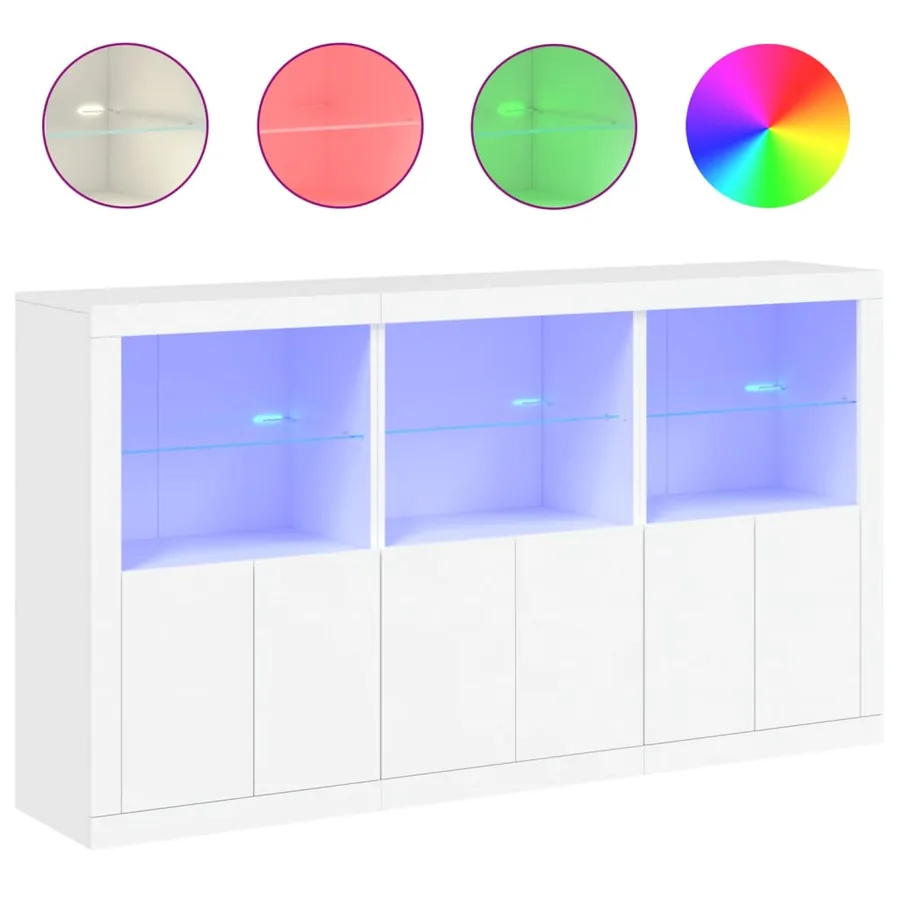 Buffet avec lumières LED blanc 181,5x37x100 cm - 2