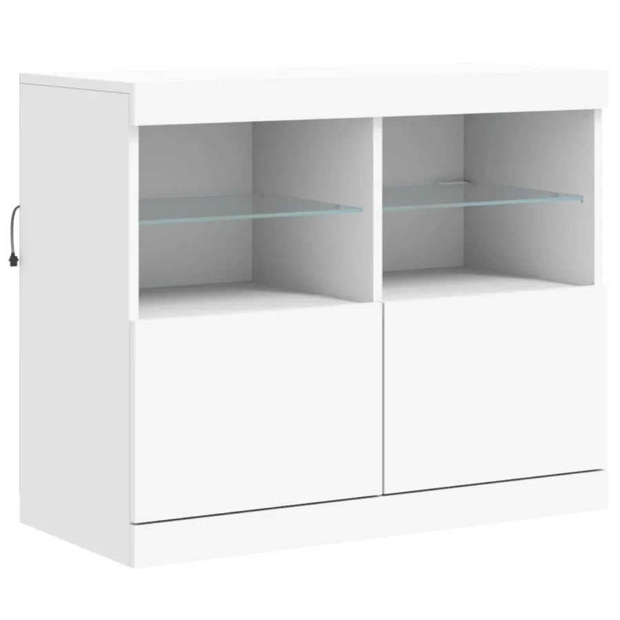 Buffet avec lumières LED blanc 163x37x67 cm - 10