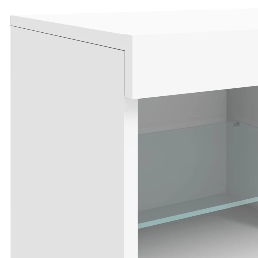 Buffet avec lumières LED blanc 163x37x67 cm - 12