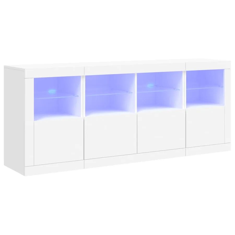 Buffet avec lumières LED blanc 163x37x67 cm - 2