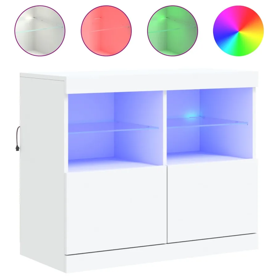 Buffet avec lumières LED blanc 81x37x67 cm - 2