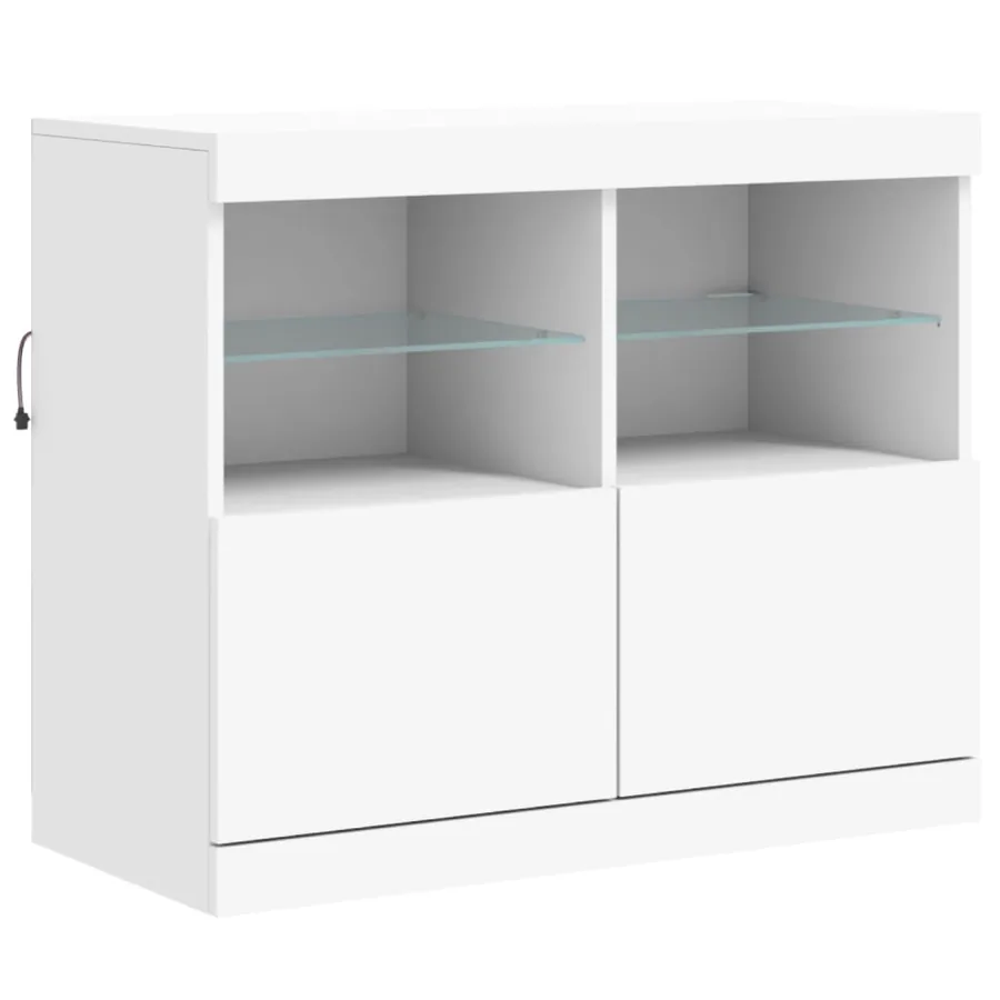 Buffet avec lumières LED blanc 81x37x67 cm - 3