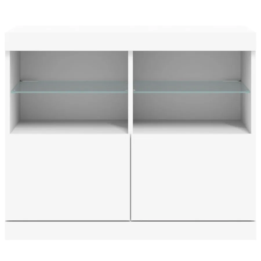 Buffet avec lumières LED blanc 81x37x67 cm - 6