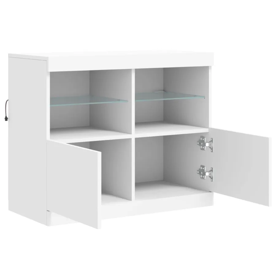 Buffet avec lumières LED blanc 81x37x67 cm - 7