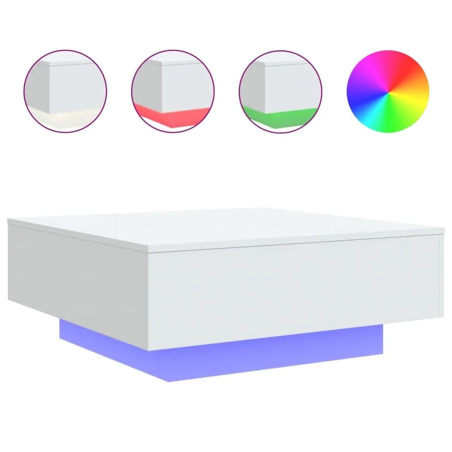 Table basse avec lumières LED blanc 80x80x31 cm - 2