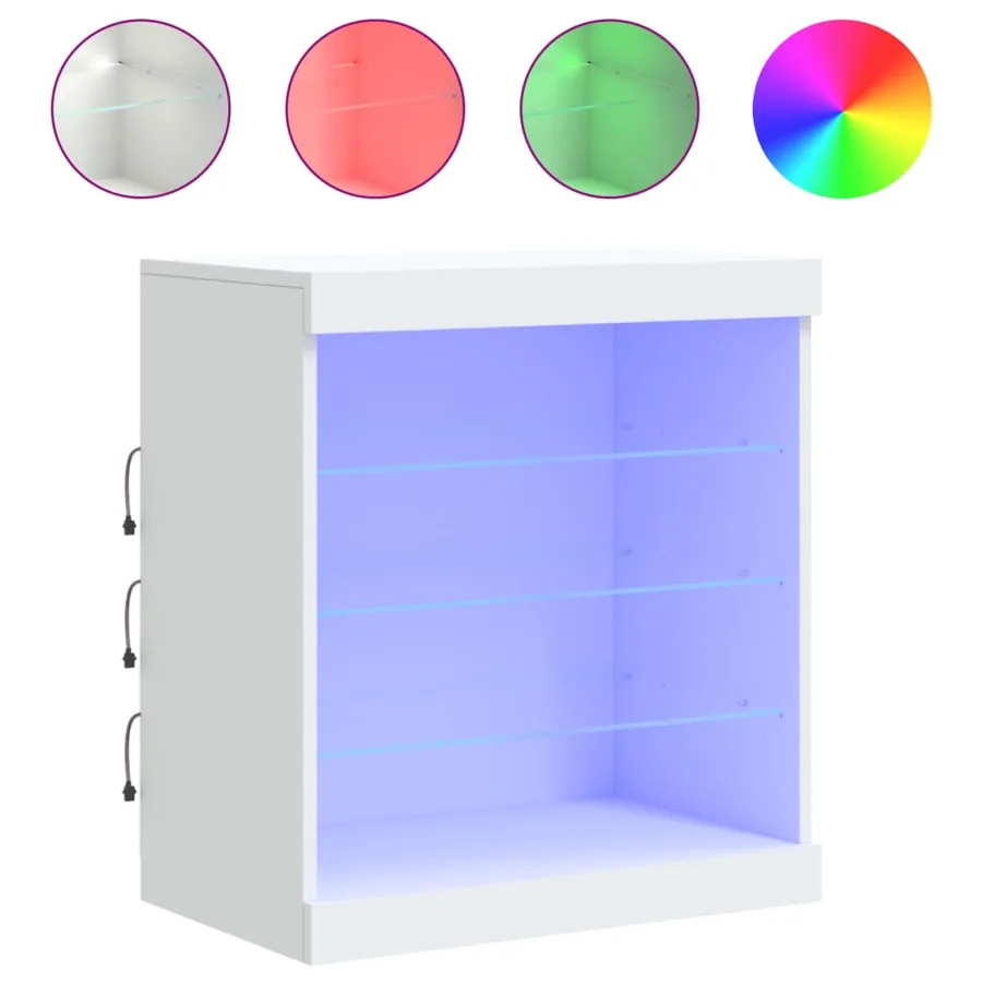 Buffet avec lumières LED blanc 60,5x37x67 cm - 2