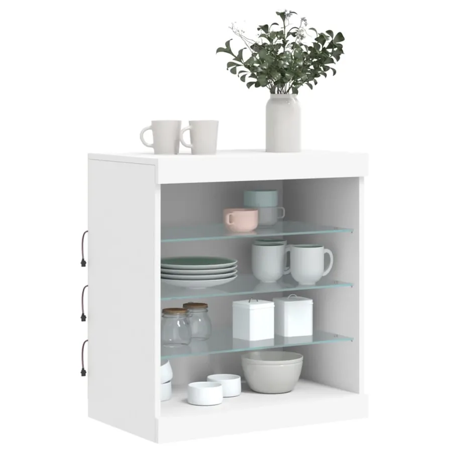 Buffet avec lumières LED blanc 60,5x37x67 cm - 4
