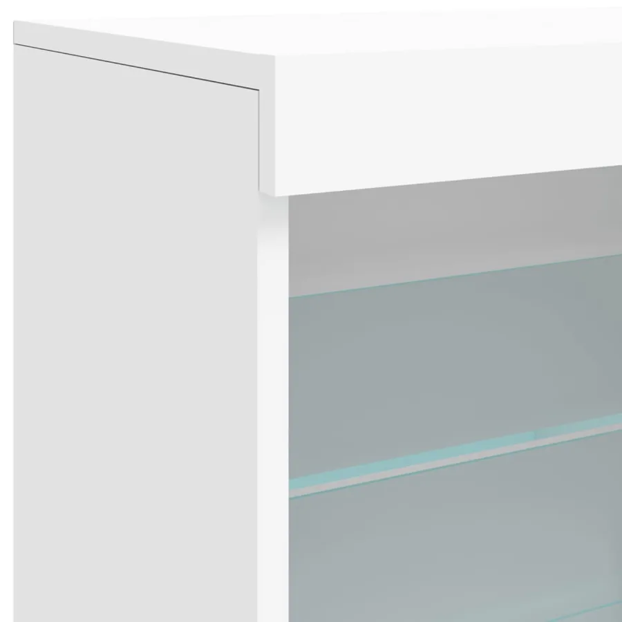 Buffet avec lumières LED blanc 60,5x37x67 cm - 9