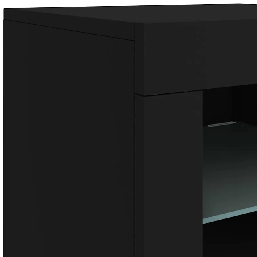 Buffet avec lumières LED noir 142,5x37x67 cm - 11