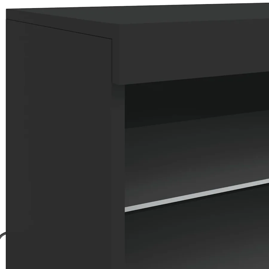 Buffet avec lumières LED noir 142,5x37x67 cm - 12