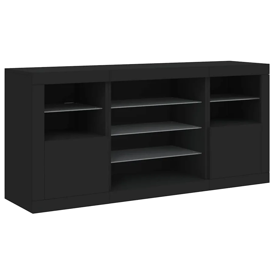 Buffet avec lumières LED noir 142,5x37x67 cm - 5