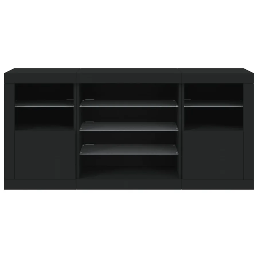 Buffet avec lumières LED noir 142,5x37x67 cm - 6
