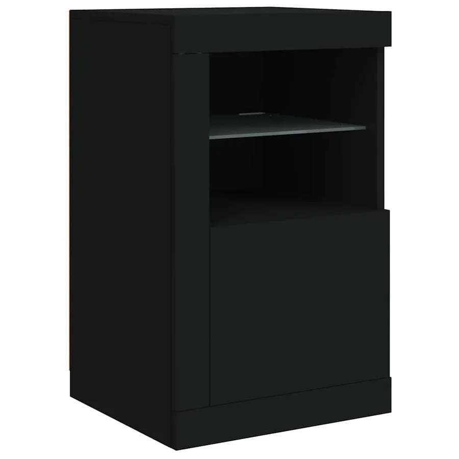 Buffet avec lumières LED noir 142,5x37x67 cm - 9