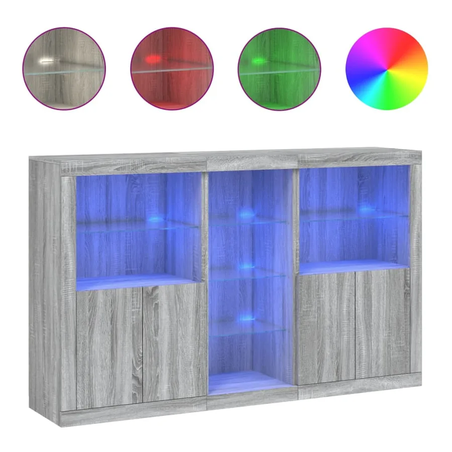 Buffet avec lumières LED sonoma gris 162x37x100 cm - 2