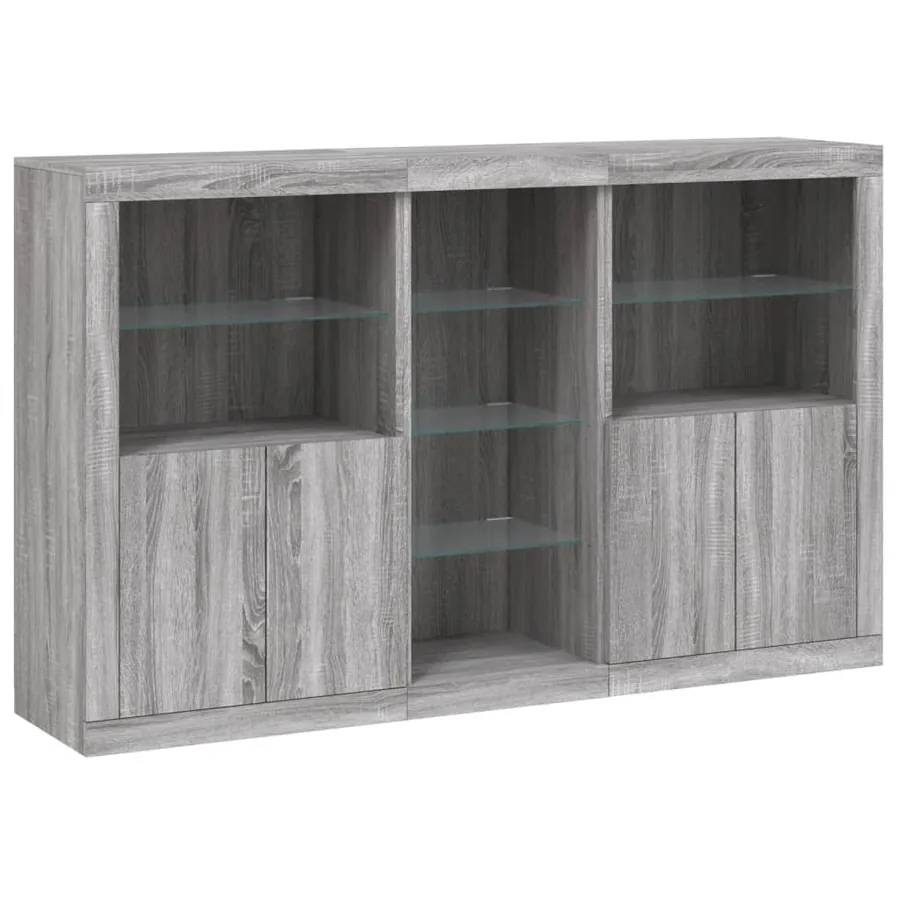 Buffet avec lumières LED sonoma gris 162x37x100 cm - 3