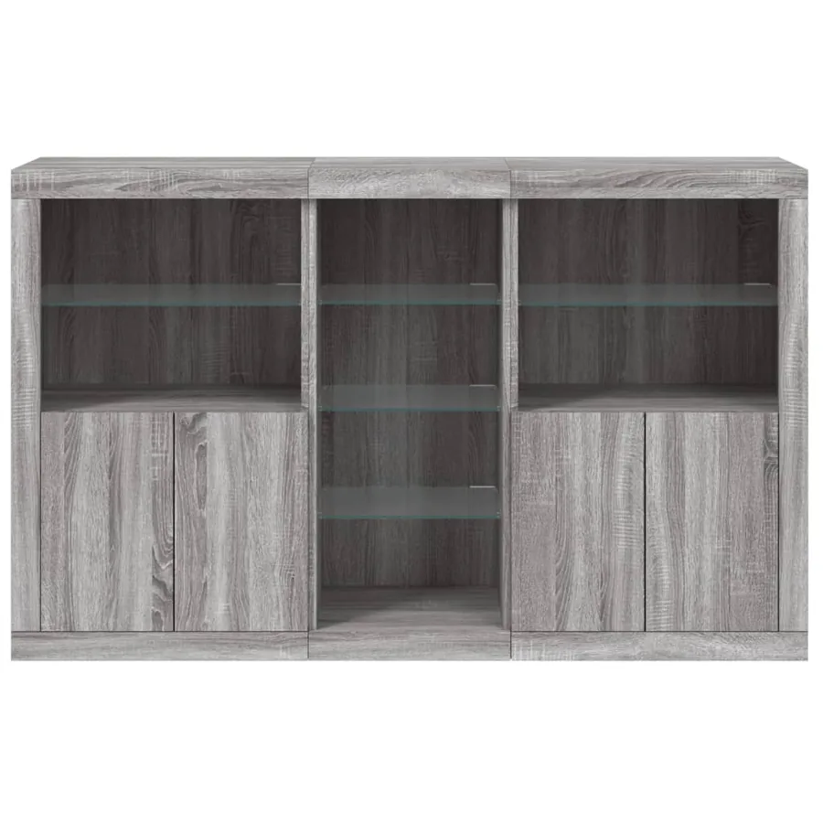 Buffet avec lumières LED sonoma gris 162x37x100 cm - 6