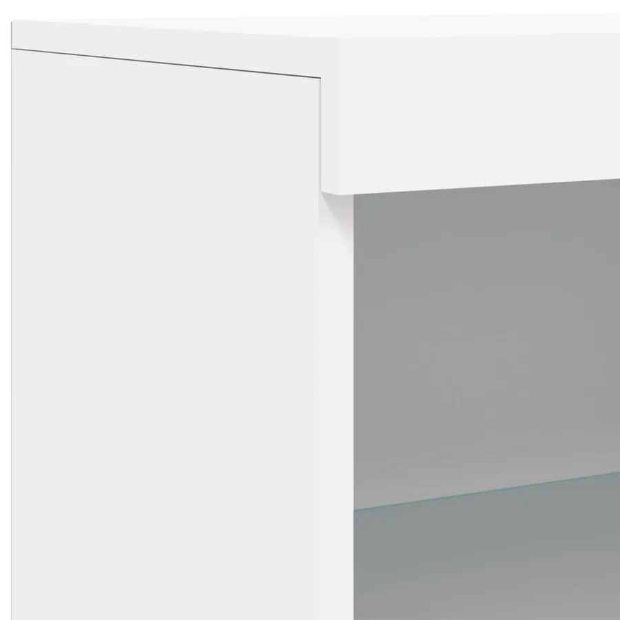Buffets avec lumières LED 3 pcs blanc bois d'ingénierie - 11
