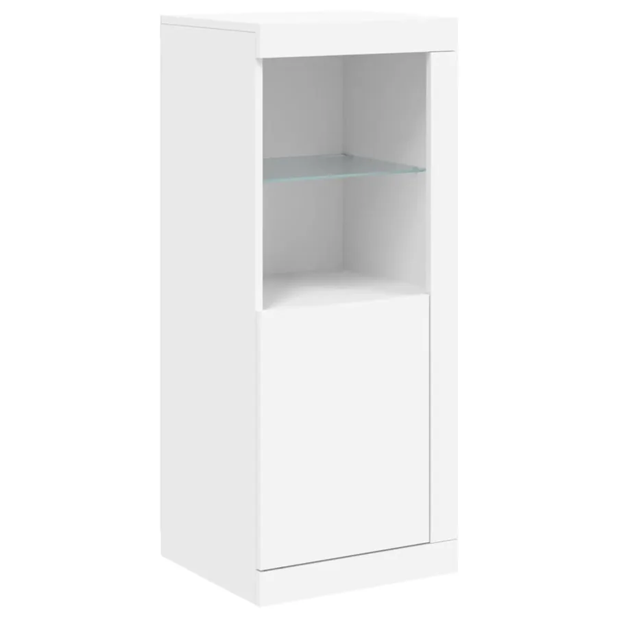 Buffets avec lumières LED 3 pcs blanc bois d'ingénierie - 8