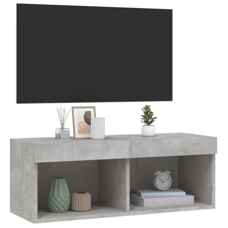 Meuble TV avec lumières LED gris béton 80x30x30 cm - 6