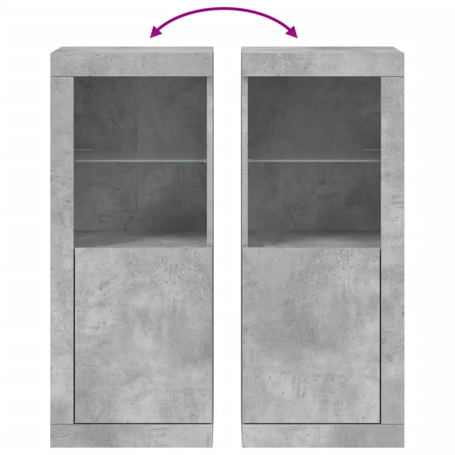 Buffet avec lumières LED gris béton 41x37x100 cm - 10