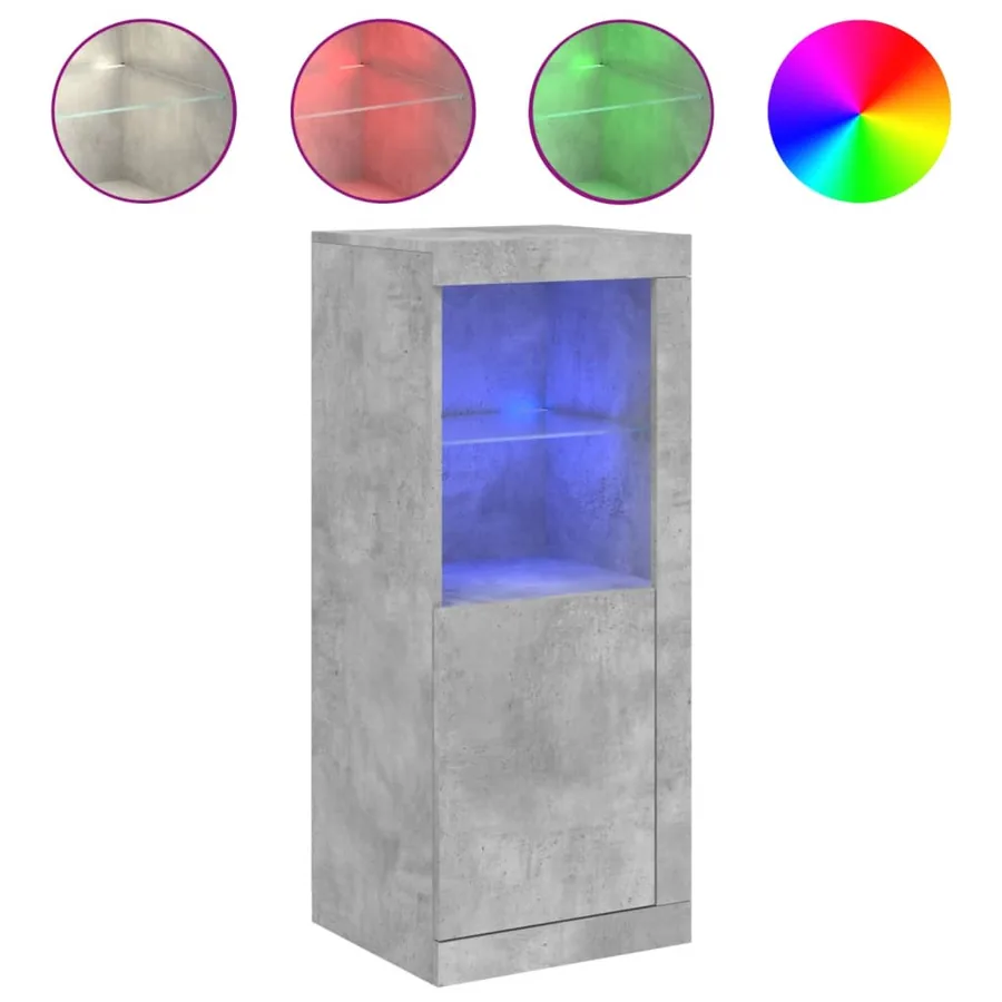 Buffet avec lumières LED gris béton 41x37x100 cm - 2