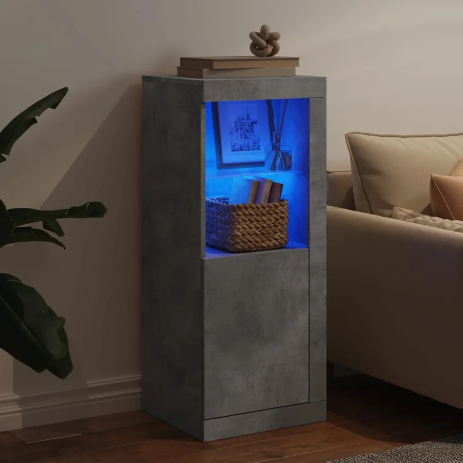 Buffet avec lumières LED gris béton 41x37x100 cm - 4