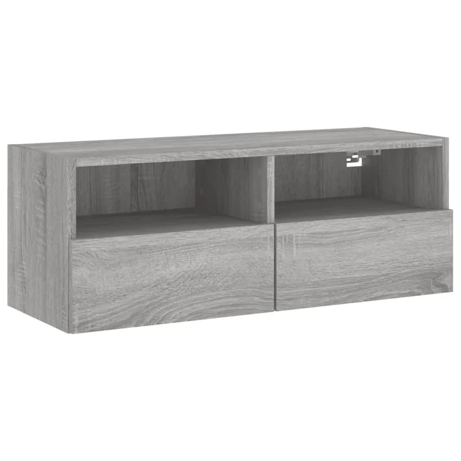 Meuble TV mural sonoma gris 80x30x30 cm bois d'ingénierie - 2