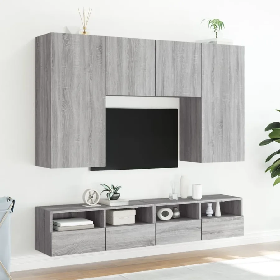 Meuble TV mural sonoma gris 80x30x30 cm bois d'ingénierie - 4