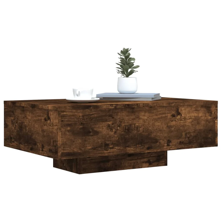 Table basse avec lumières LED chêne fumé 85x55x31 cm - 5