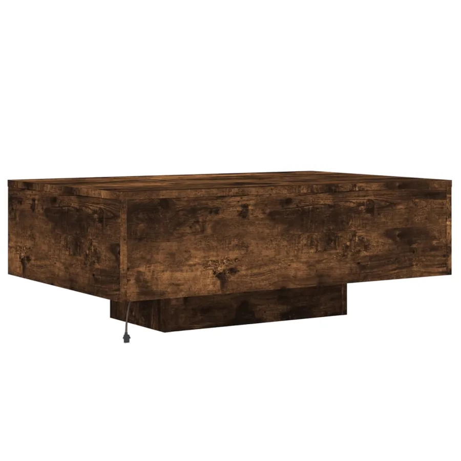 Table basse avec lumières LED chêne fumé 85x55x31 cm - 8