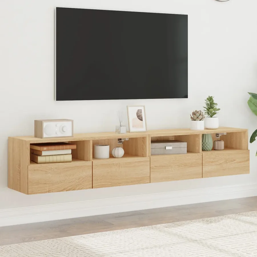 Meubles TV muraux 2 pcs chêne sonoma 80x30x30cm bois ingénierie
