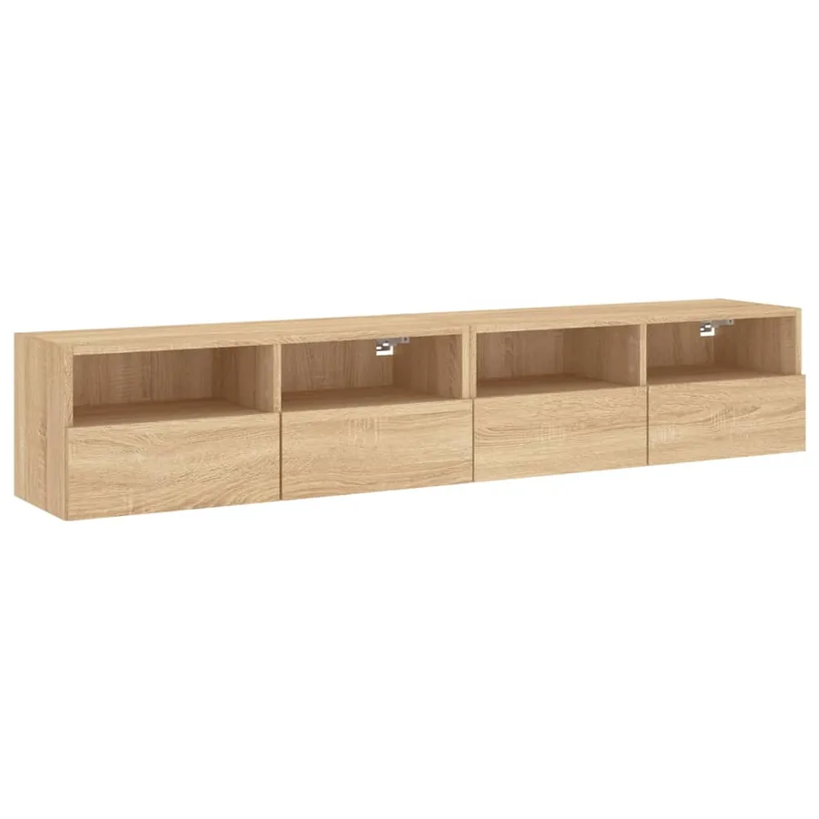 Meubles TV muraux 2 pcs chêne sonoma 80x30x30cm bois ingénierie - 2