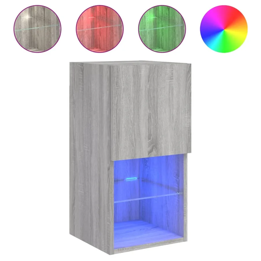 Meuble TV avec lumières LED sonoma gris 30,5x30x60 cm - 2