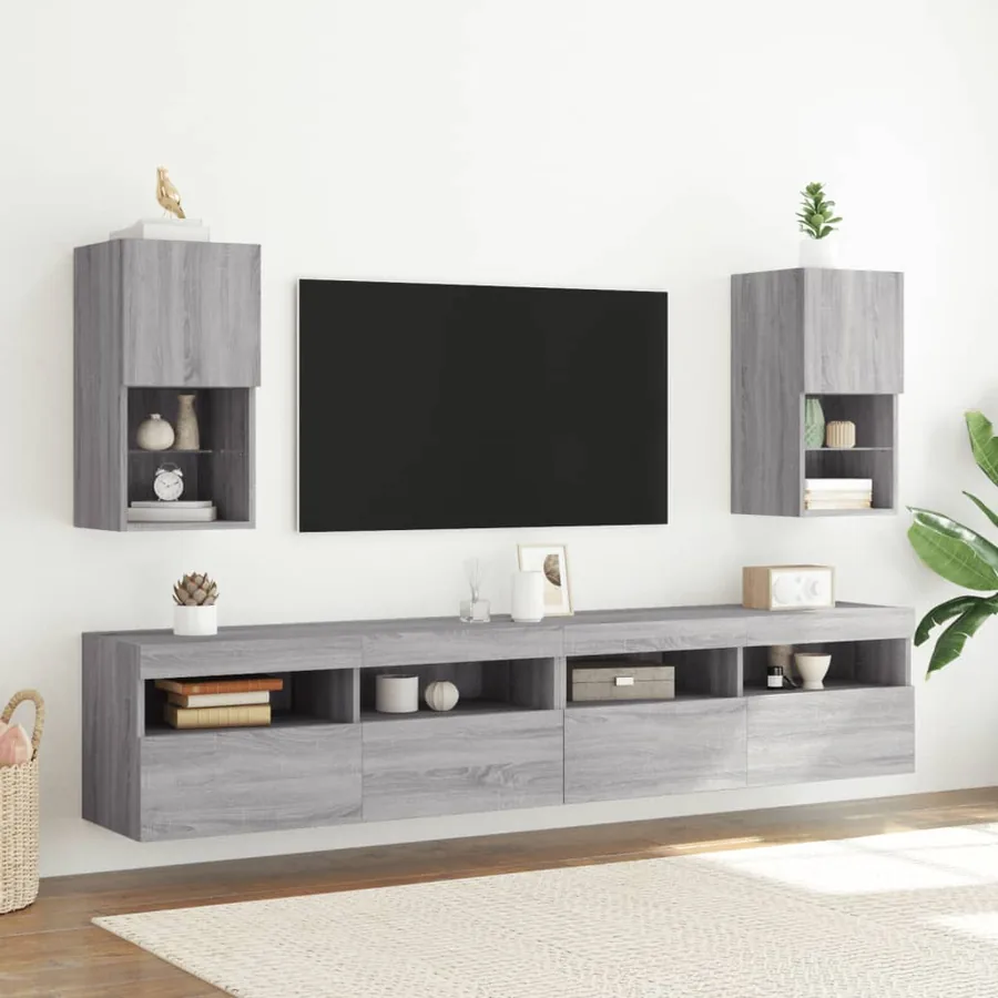 Meuble TV avec lumières LED sonoma gris 30,5x30x60 cm - 3