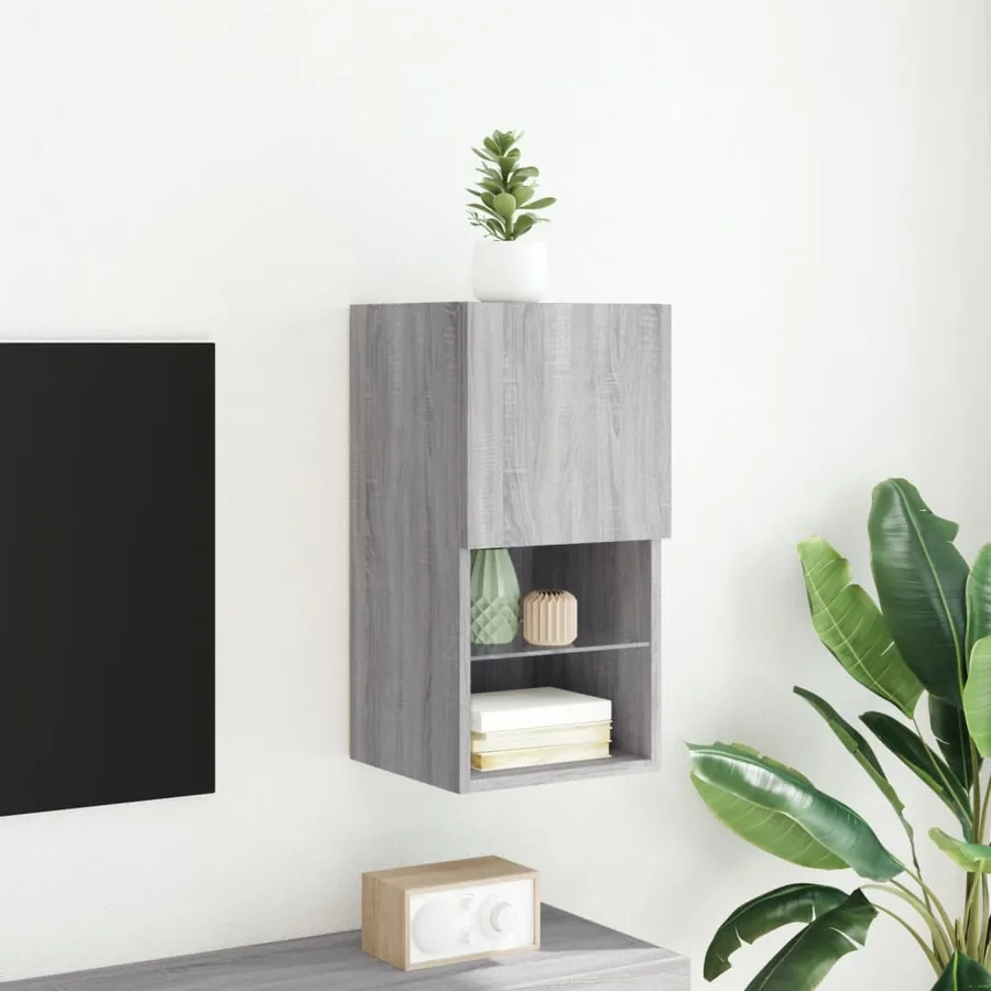 Meuble TV avec lumières LED sonoma gris 30,5x30x60 cm - 4