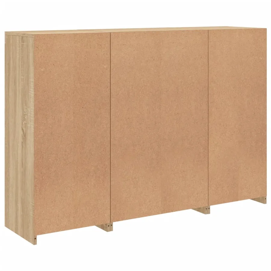 Buffets avec lumières LED 3 pcs chêne sonoma bois d'ingénierie - 10