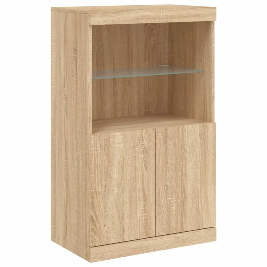 Buffets avec lumières LED 3 pcs chêne sonoma bois d'ingénierie - 7