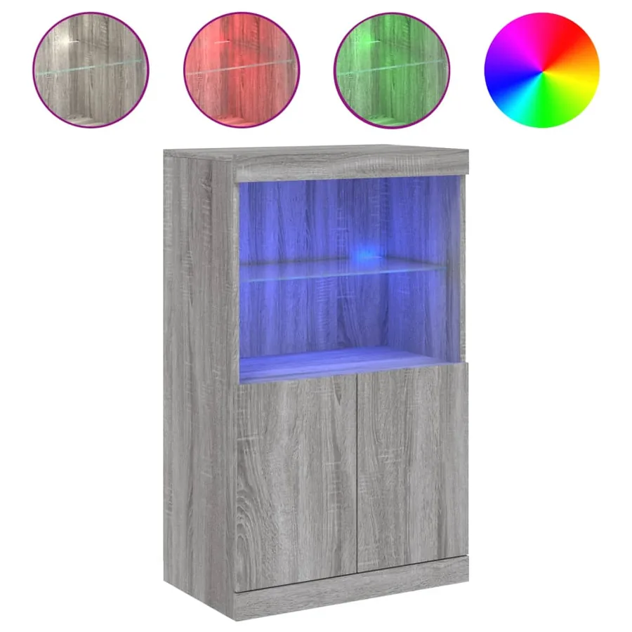 Buffet avec lumières LED sonoma gris 60,5x37x100 cm - 2