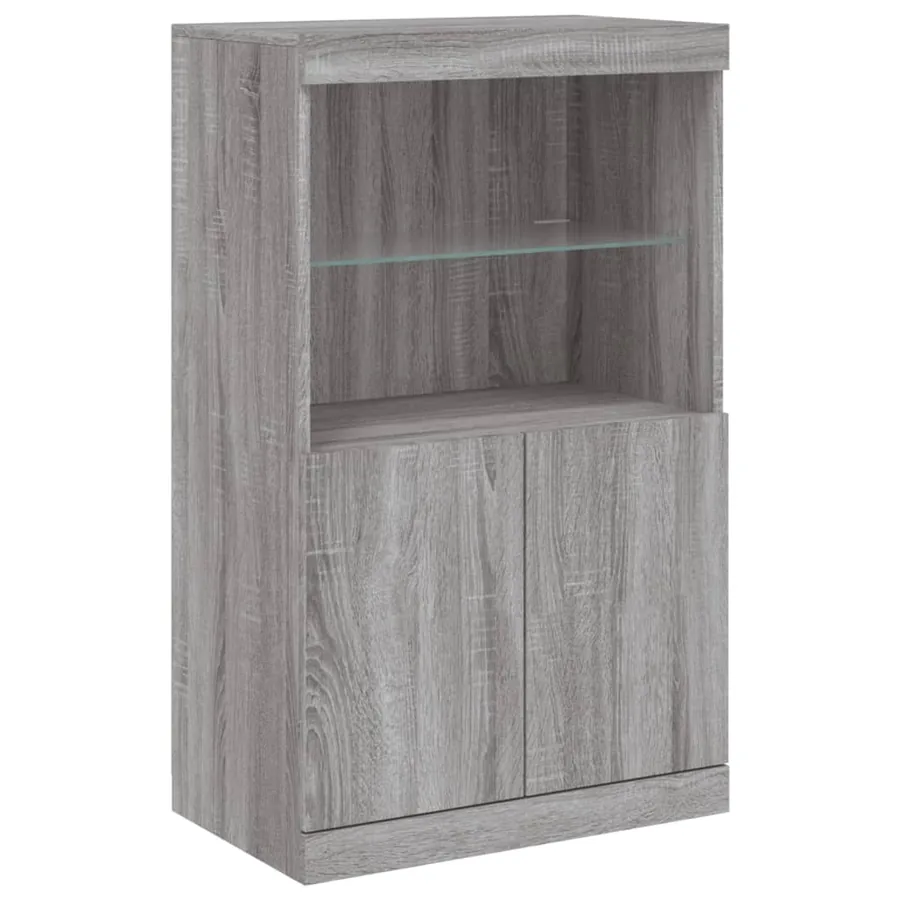 Buffet avec lumières LED sonoma gris 60,5x37x100 cm - 3