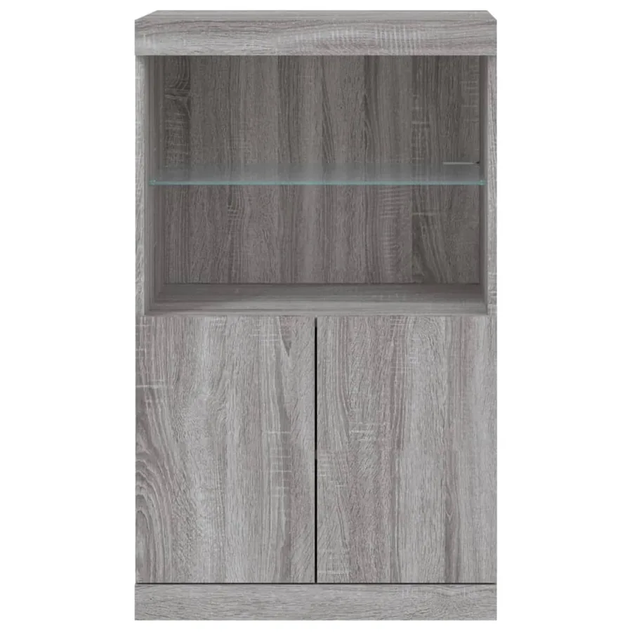 Buffet avec lumières LED sonoma gris 60,5x37x100 cm - 6